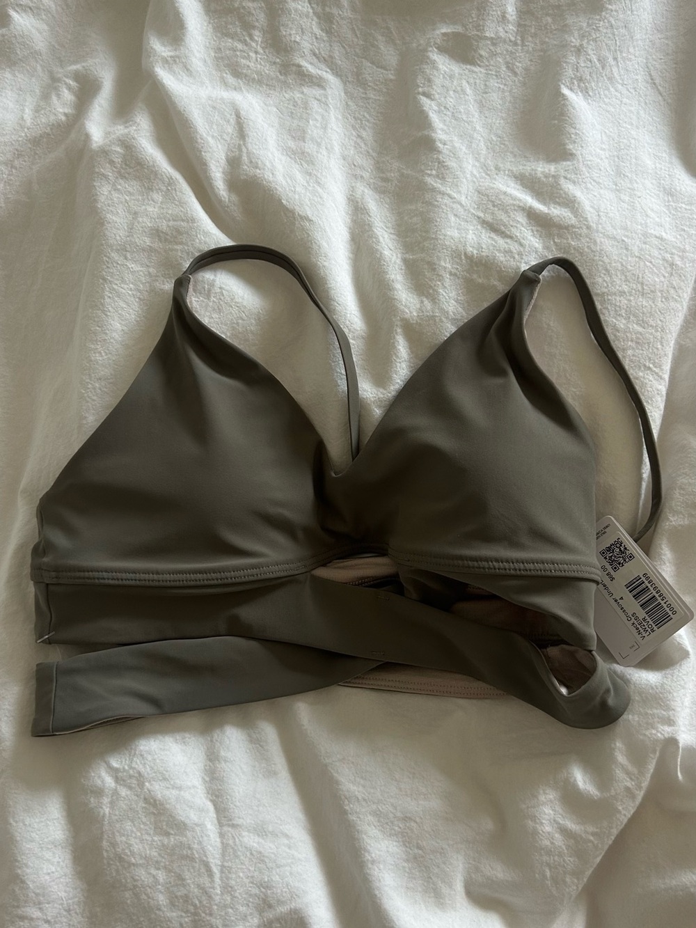 Lululemon cross over sports bra-  Olive Green Bralette - Soft Stretch support
